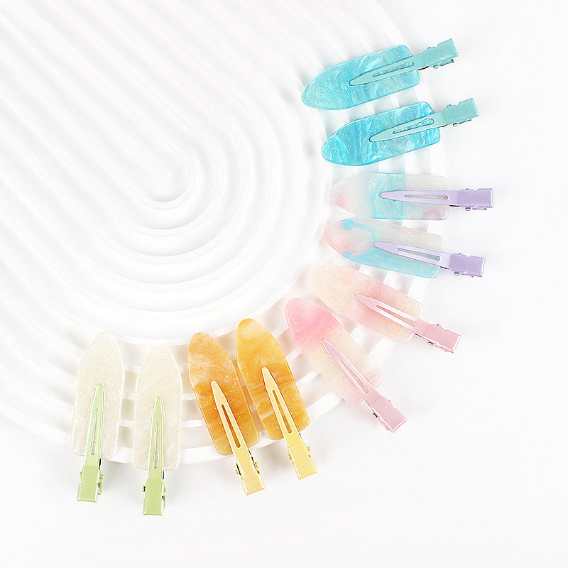 Summer explosion color seamless clip ins wind sweet and cute hairpin side duck bill clip acrylic bangs hairpin
