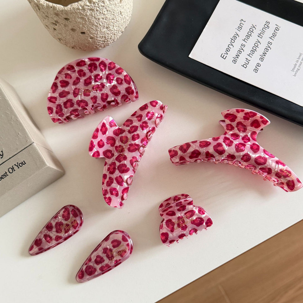 pink leopard hair claw