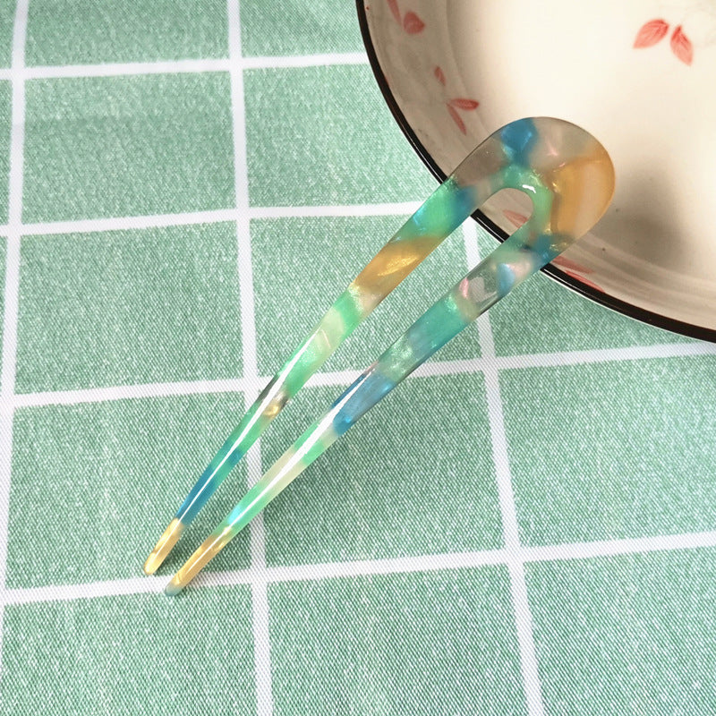 New hair accessories women's simple disc hair temperament acrylic acetate plate hairpin back head ball head U-shaped hairpin
