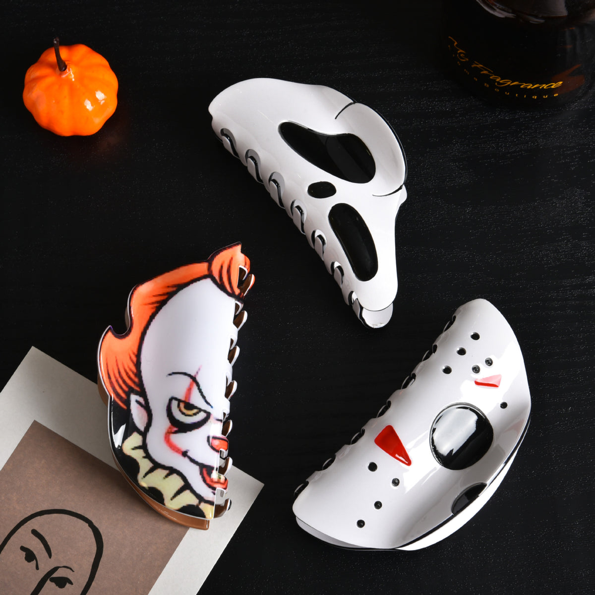 Halloween ghost big mask hair claw