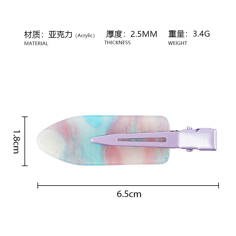 Summer explosion color seamless clip ins wind sweet and cute hairpin side duck bill clip acrylic bangs hairpin
