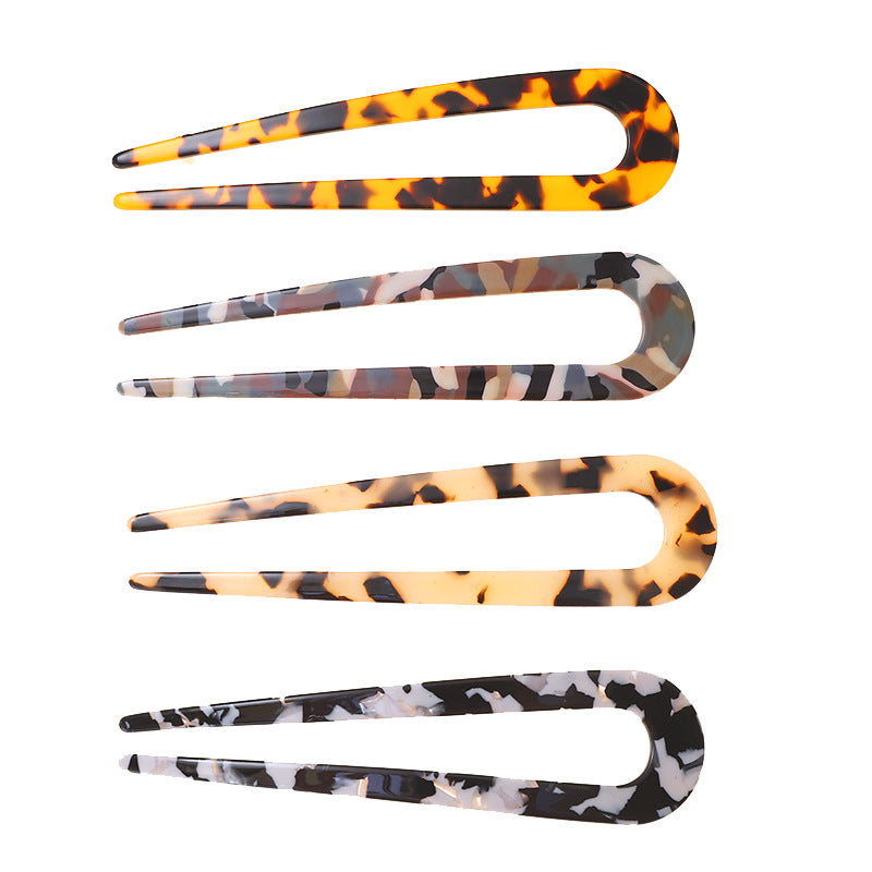 New hair accessories women's simple disc hair temperament acrylic acetate plate hairpin back head ball head U-shaped hairpin