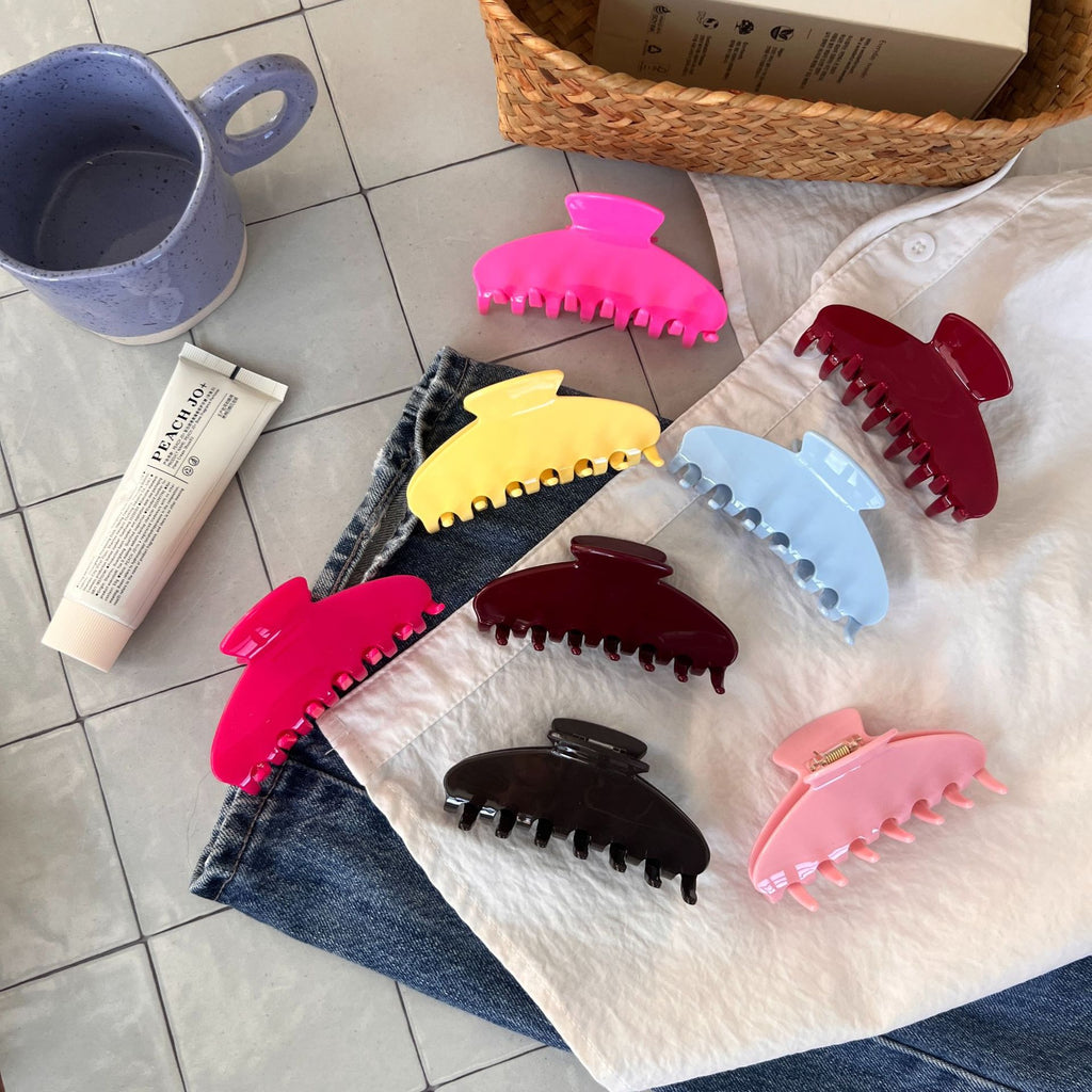 y2k pure color hair claw