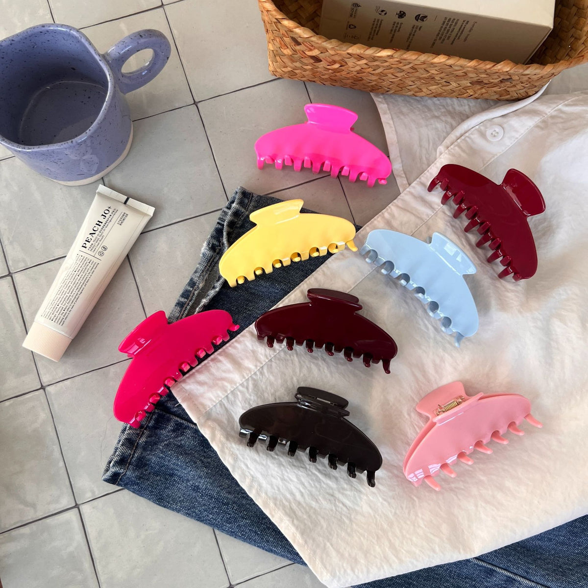 y2k pure color hair claw