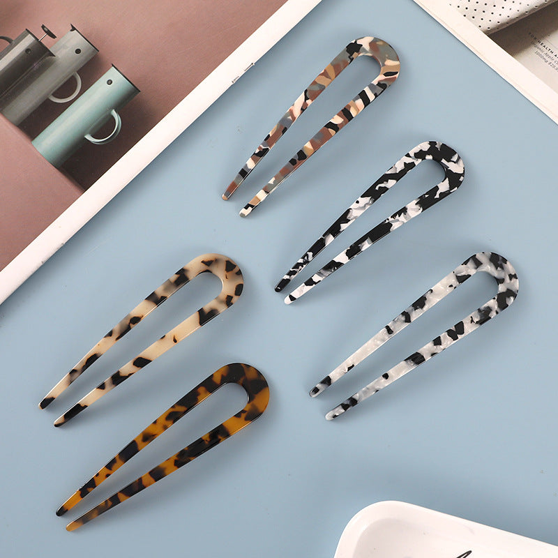 New hair accessories women's simple disc hair temperament acrylic acetate plate hairpin back head ball head U-shaped hairpin
