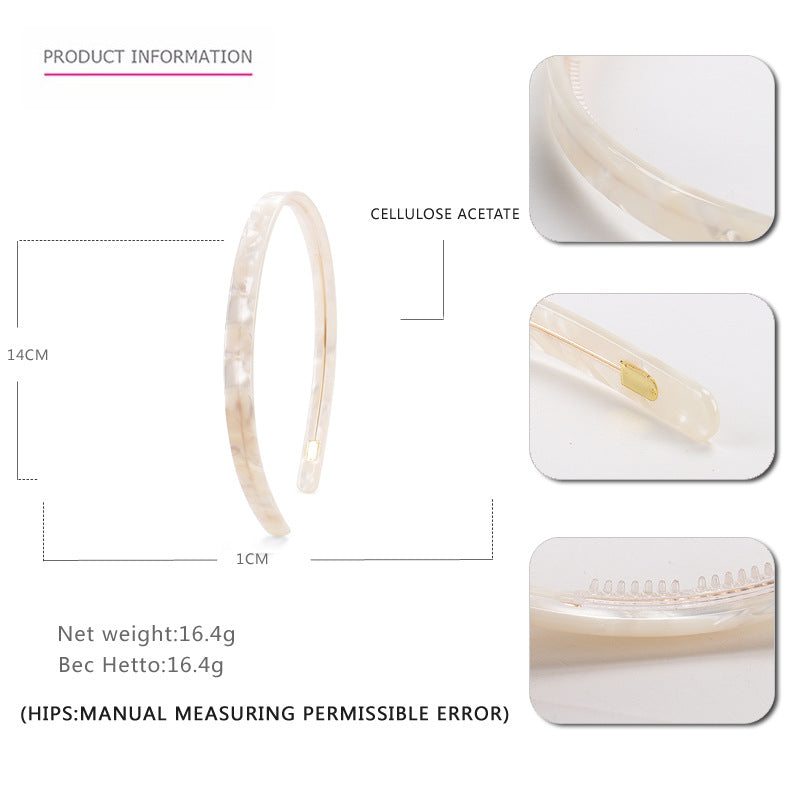 Cross-border simple 1cm narrow acetic acid headband headgear, Alexander hair hole high-end face wash headband