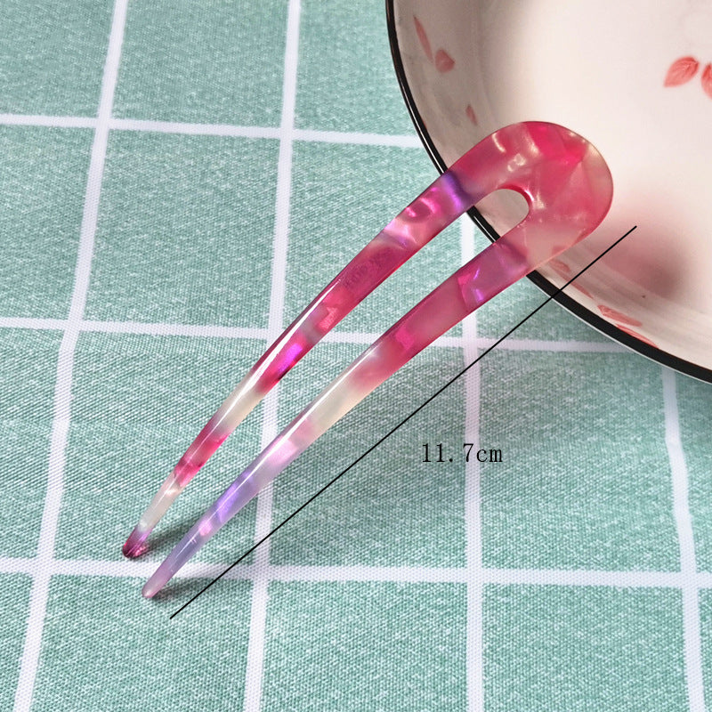 New hair accessories women's simple disc hair temperament acrylic acetate plate hairpin back head ball head U-shaped hairpin