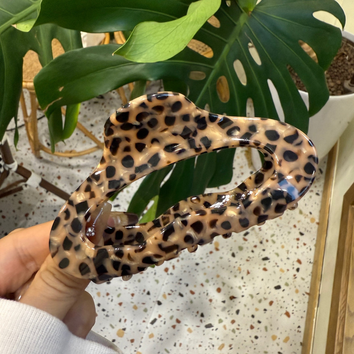 leopard print clothes hanger hair claw