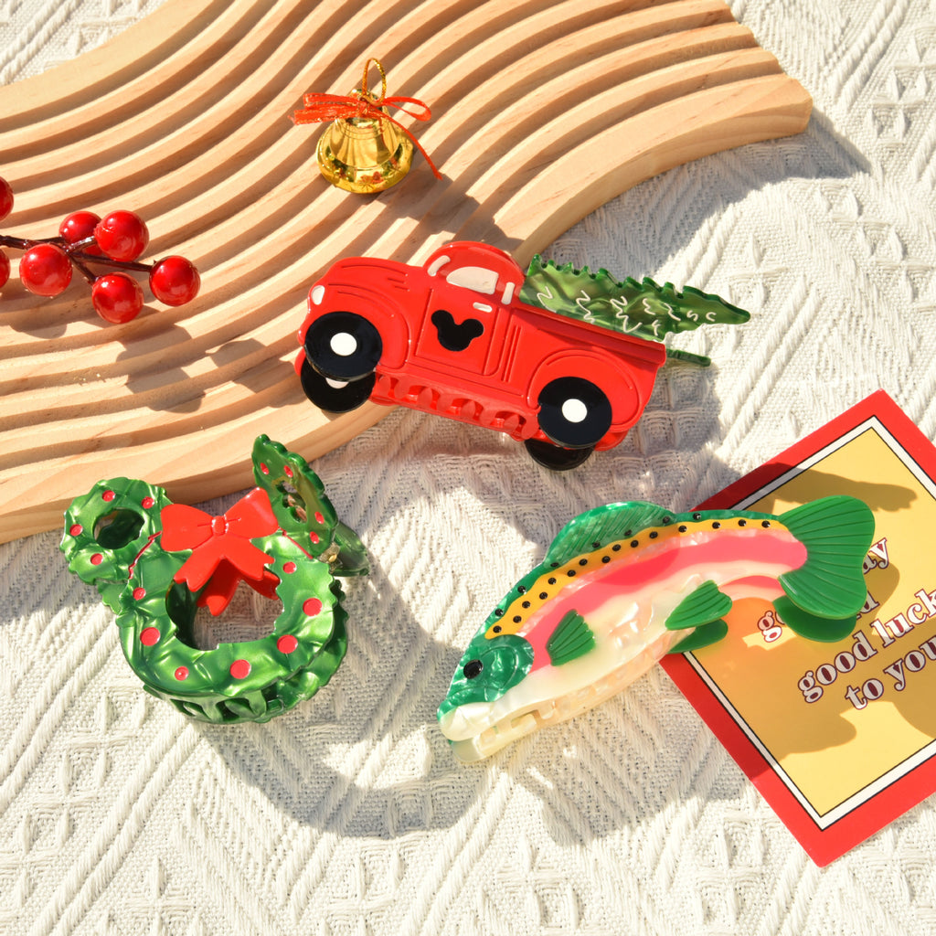 Mickey Christmas Fish Hair Claw