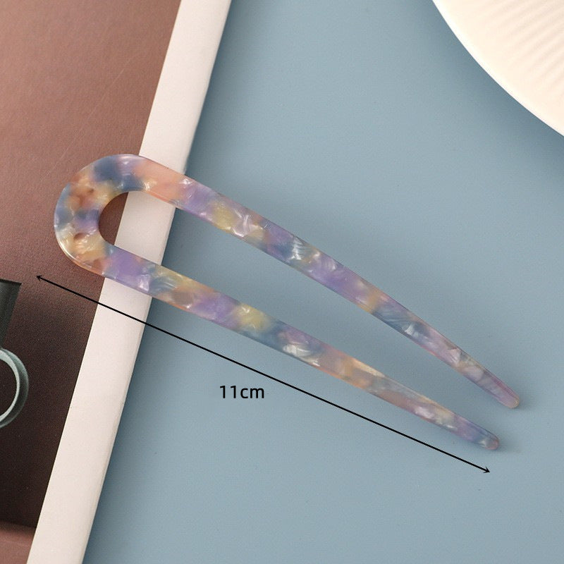 New hair accessories women's simple disc hair temperament acrylic acetate plate hairpin back head ball head U-shaped hairpin