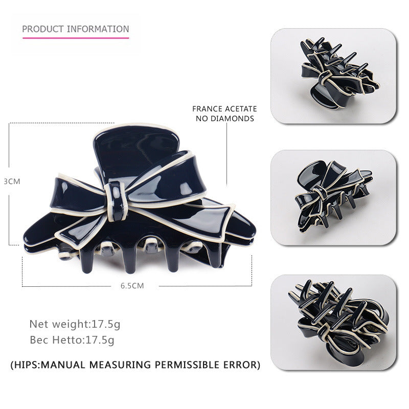 premium acetic acid double-sided bow hair claw