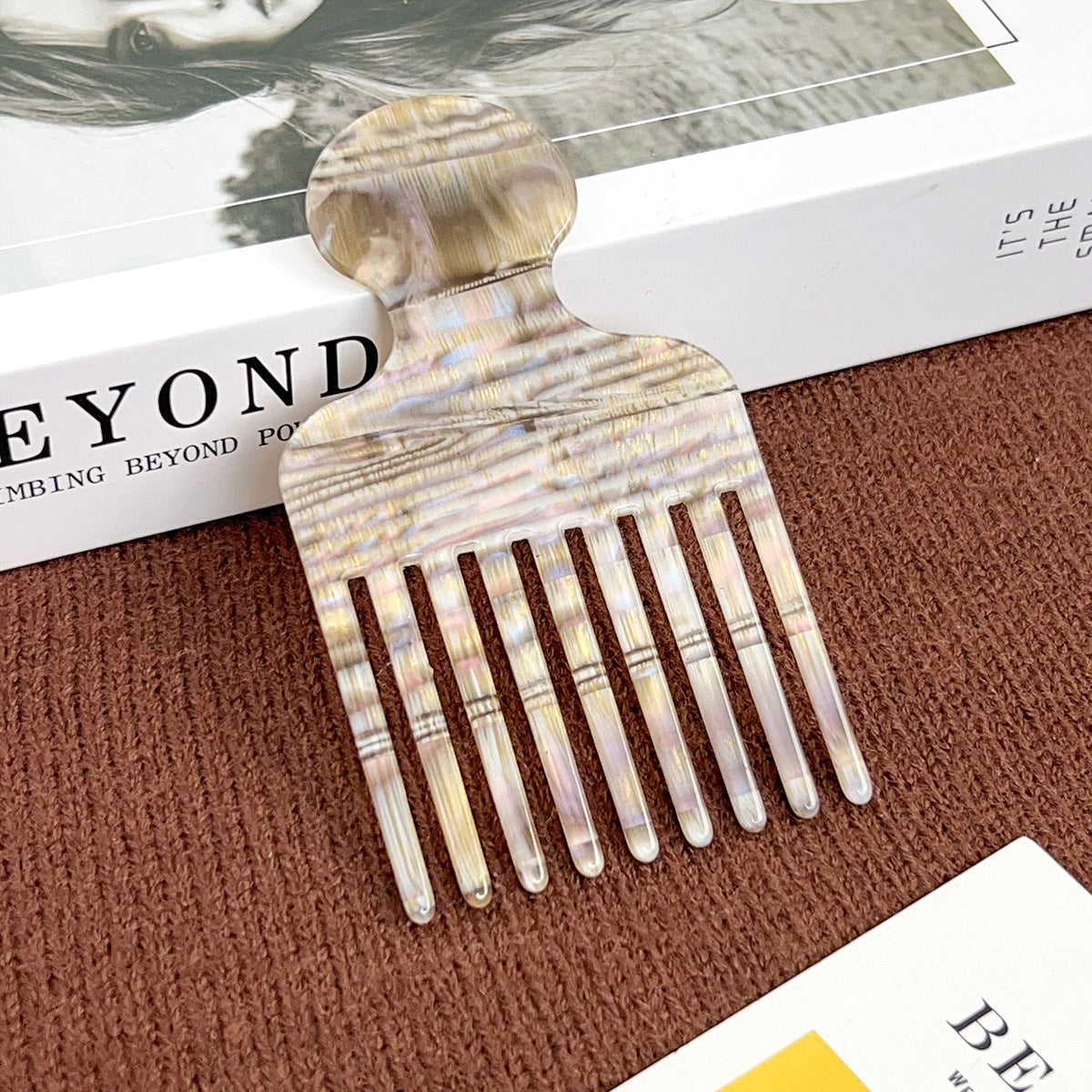 European and American acetic acid hair comb fine teeth hair comb fashion marble pattern plate anti-static women's hair comb high sense cross-border