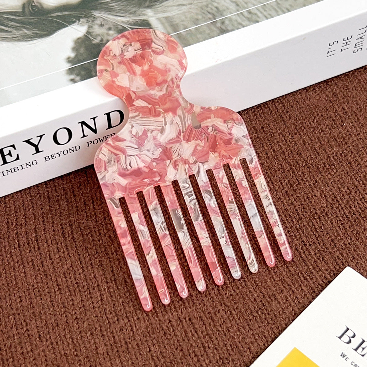 European and American acetic acid hair comb fine teeth hair comb fashion marble pattern plate anti-static women's hair comb high sense cross-border