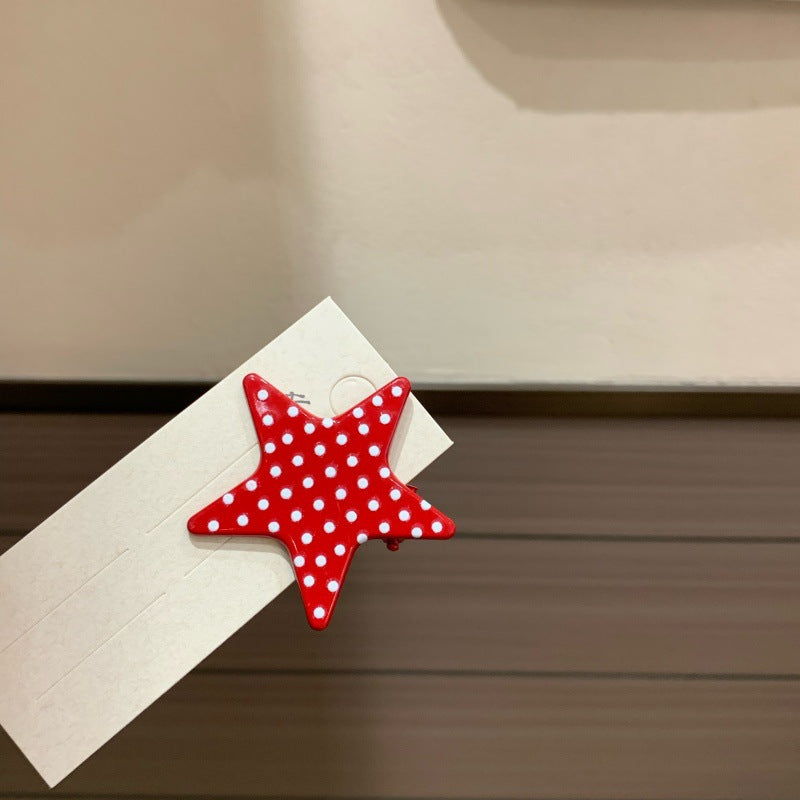 polka dot five-pointed star hair claw