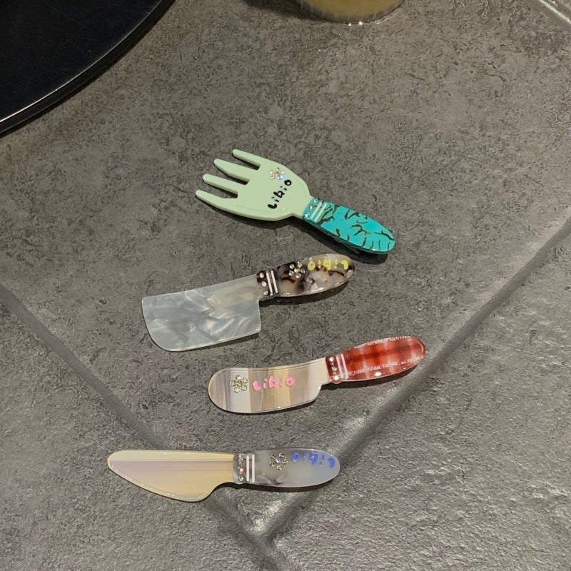 knife fork hair clip