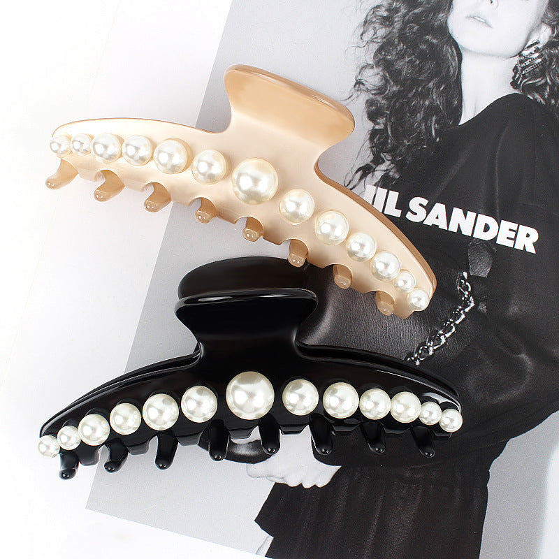 Alexander, the same Yuehua large pearl shark clip 10.8cm acetic acid full tie back head grab clip hairpin