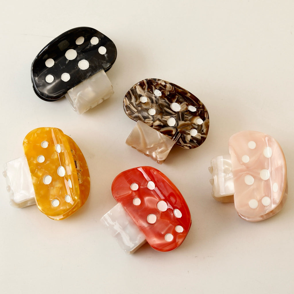 Colorful small mushroom hair claw