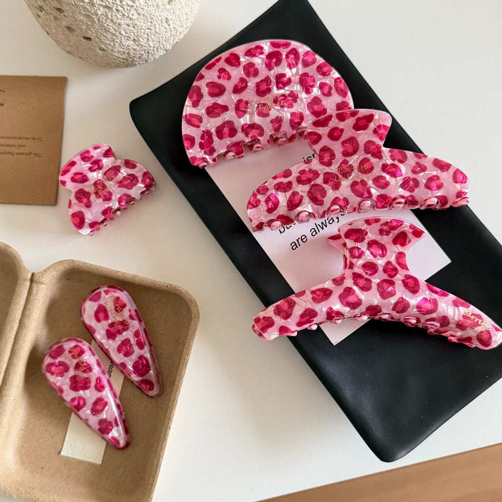 pink leopard hair claw