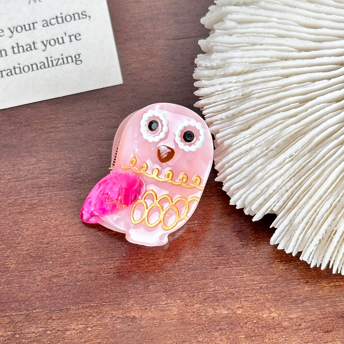 mini owl hair claw