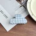 Fresh pink and blue plaid fabric hair claw