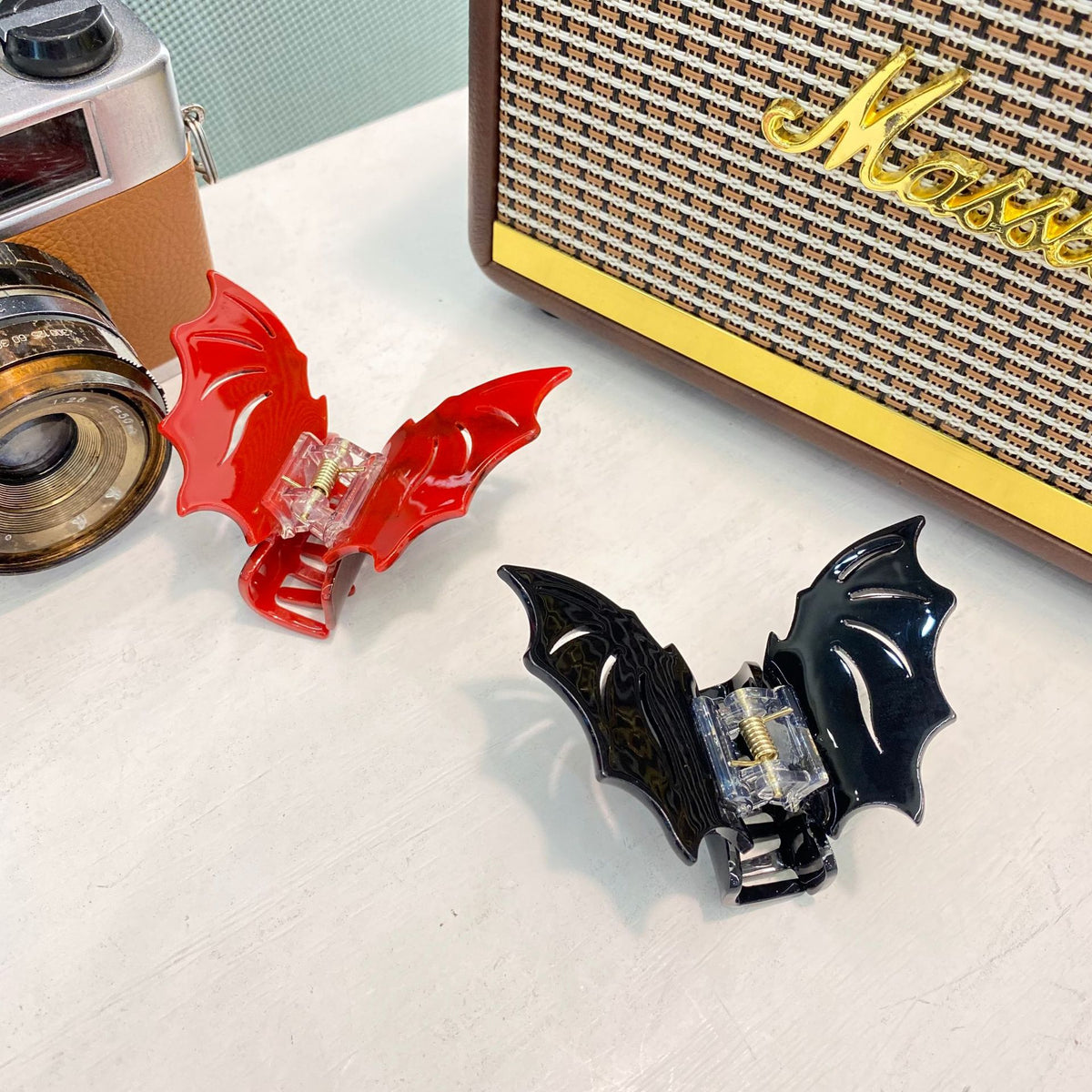 halloween hair claw - pumpkin, bat, ghost, and skull designs