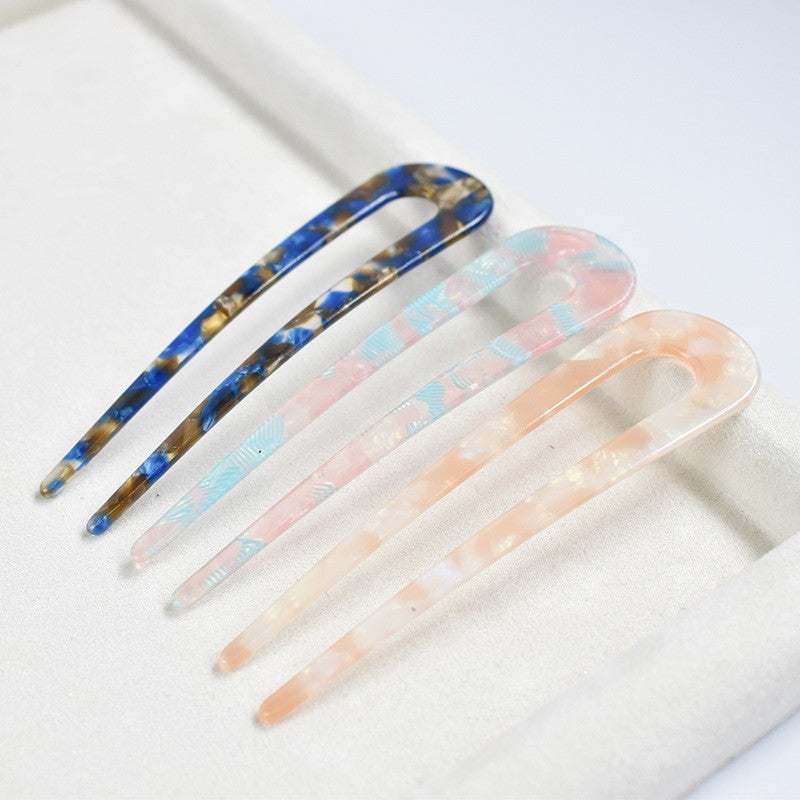 New hair accessories women's simple disc hair temperament acrylic acetate plate hairpin back head ball head U-shaped hairpin