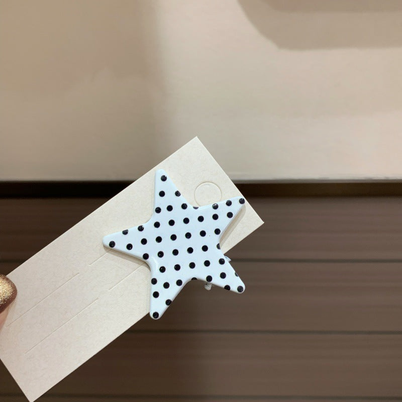 polka dot five-pointed star hair claw