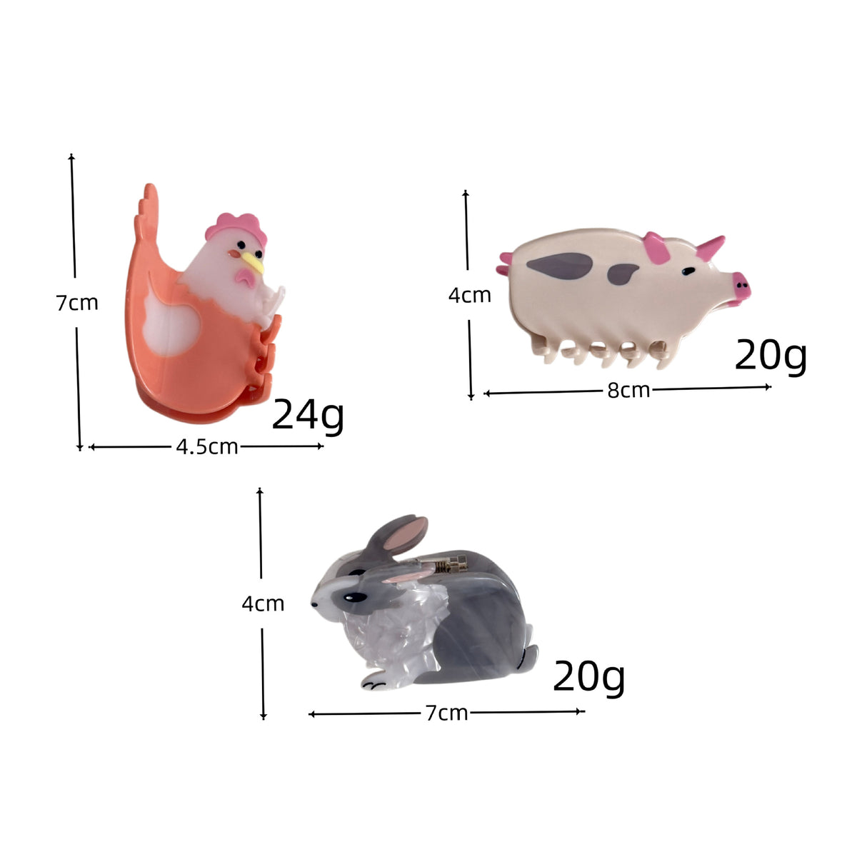 piggy chick rabbit hair claw