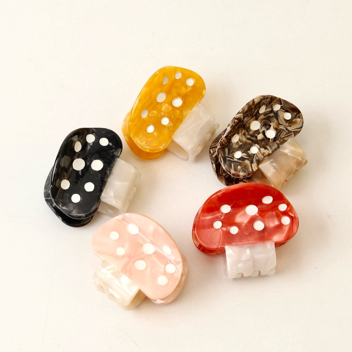 Colorful small mushroom hair claw