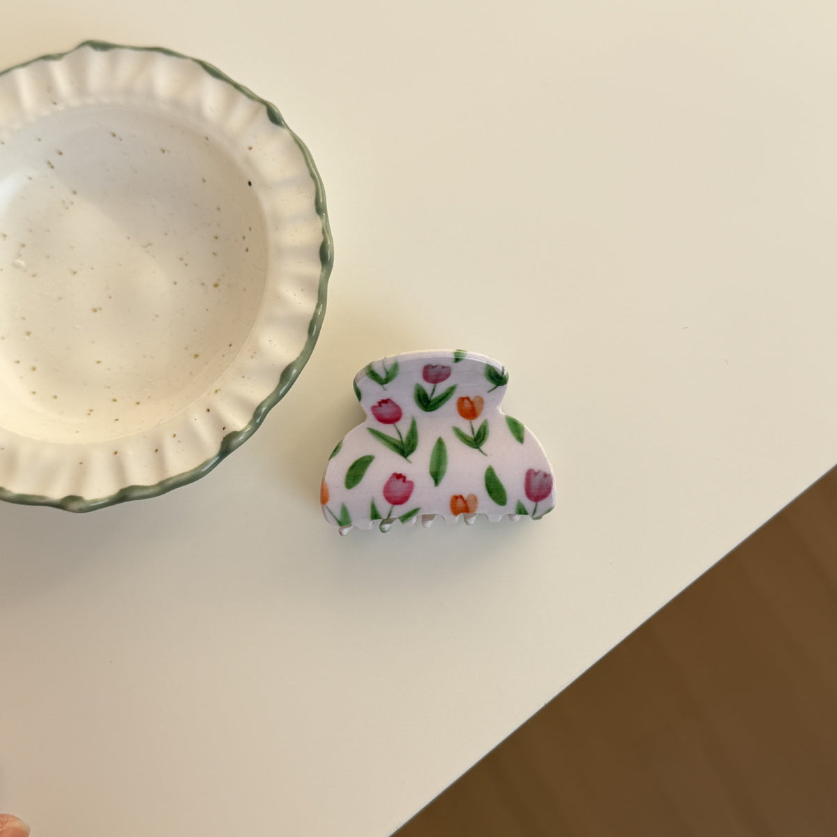 Early spring new printed tulip grab clip floral hairpin bangs clip premium acetic acid hairpin ponytail shark clip