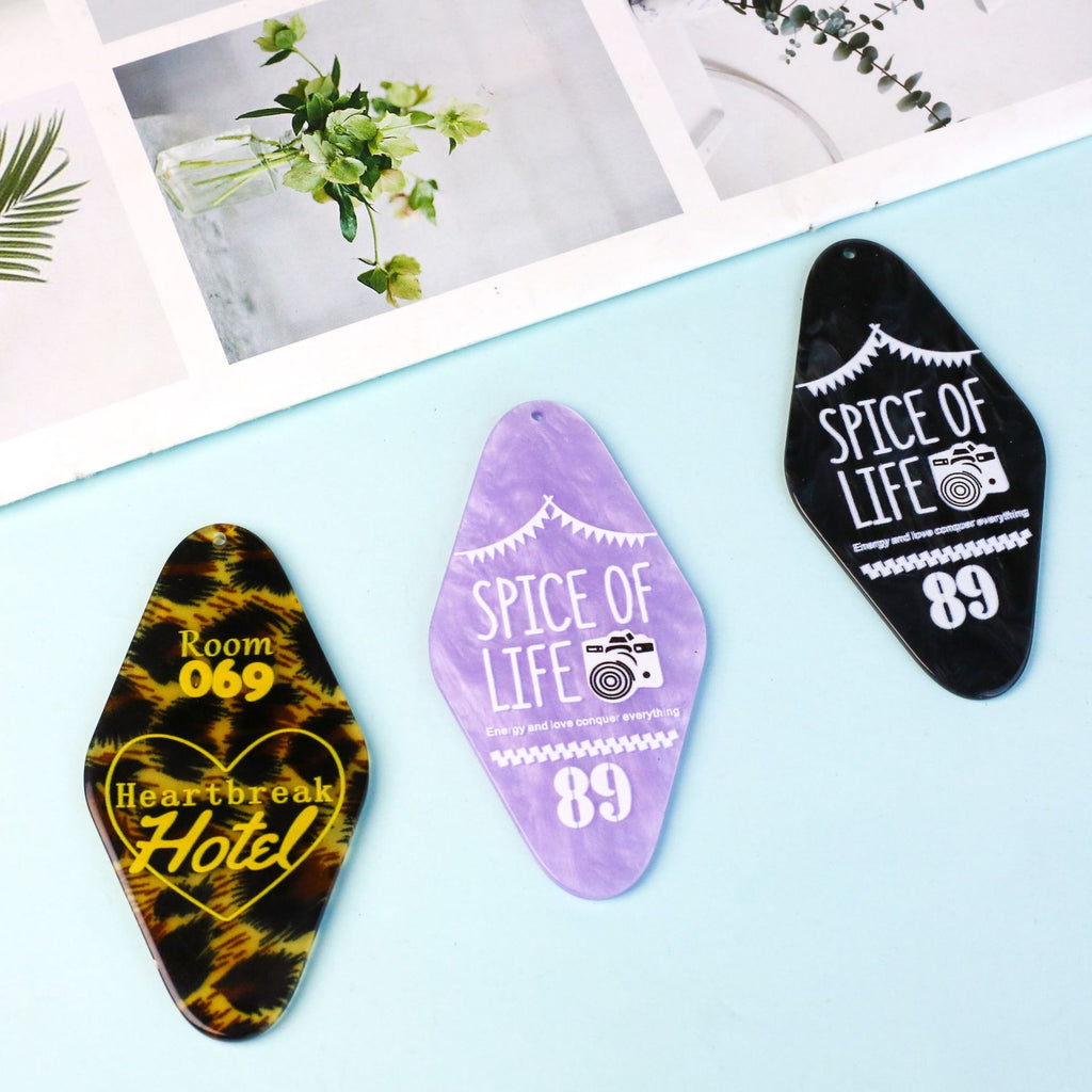 creative acrylic keychain diamond nameplate logo acetic acid DIY accessories