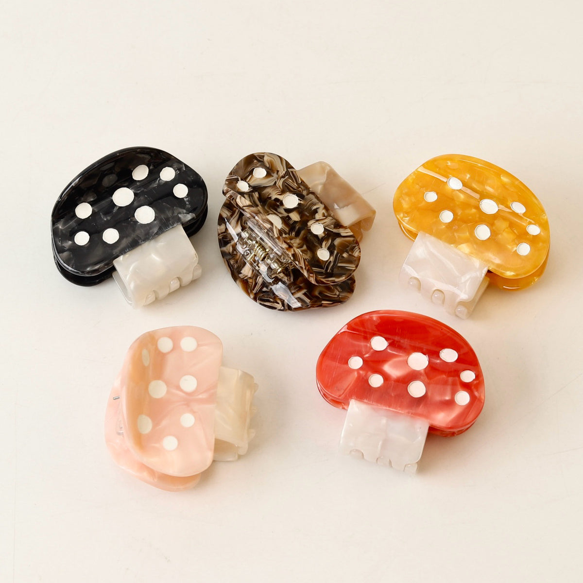 Colorful small mushroom hair claw