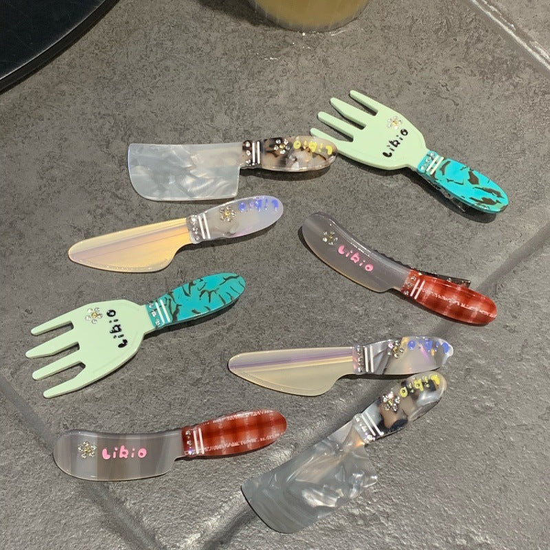 knife fork hair clip