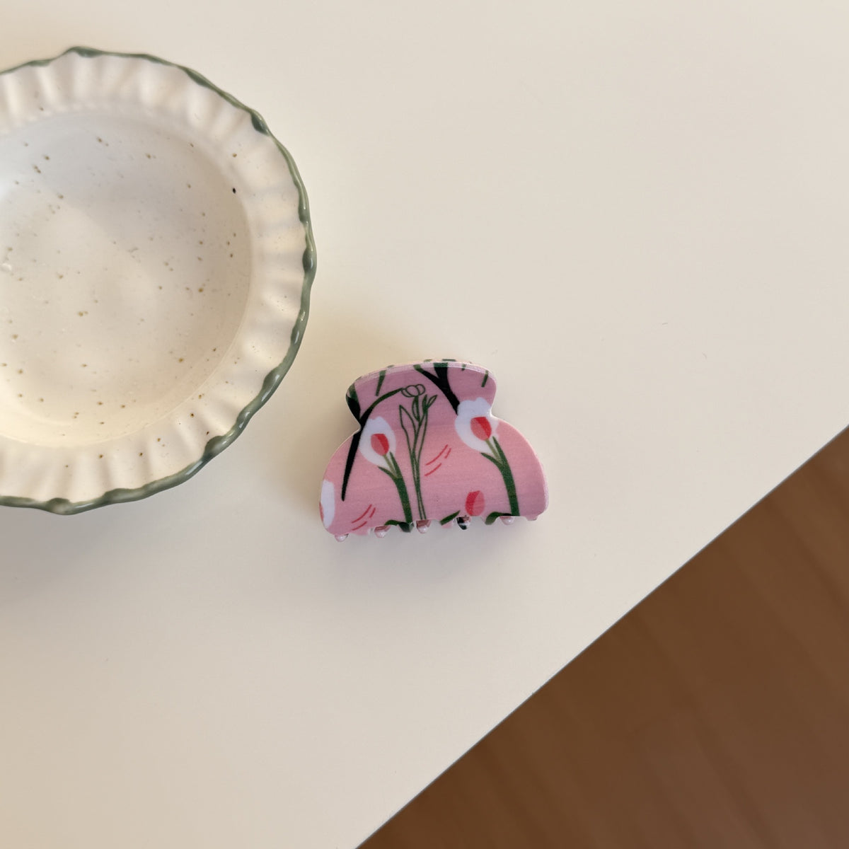 Early spring new printed tulip grab clip floral hairpin bangs clip premium acetic acid hairpin ponytail shark clip
