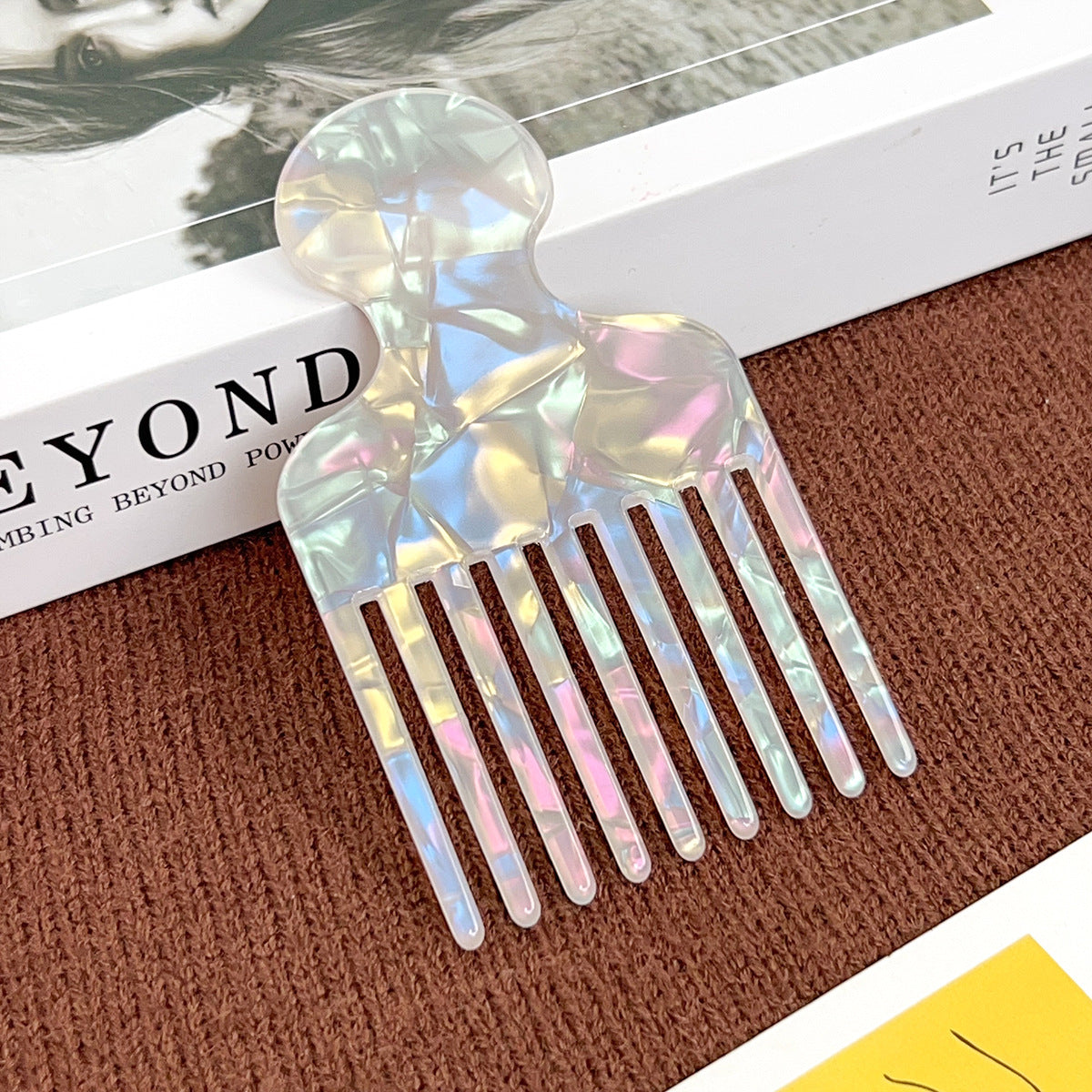 European and American acetic acid hair comb fine teeth hair comb fashion marble pattern plate anti-static women's hair comb high sense cross-border