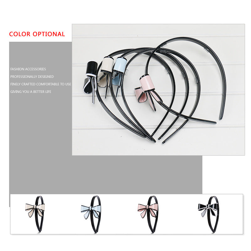 Bow headband, solid color acetic acid high-sense disc hair pressure hair headband hair accessories