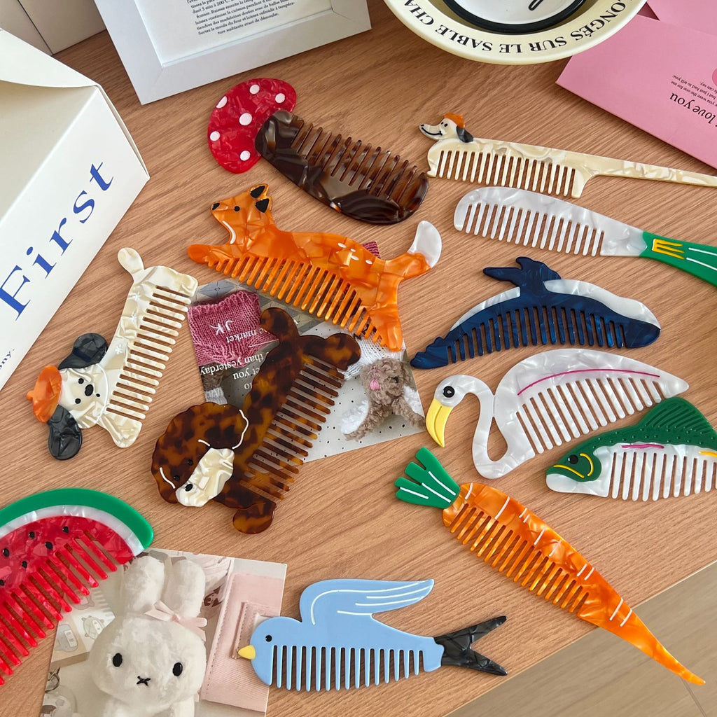 Tulip Flower Comb Premium Animal Vegetable Acetic Acid Makeup Fun Comb Portable Hair Comb