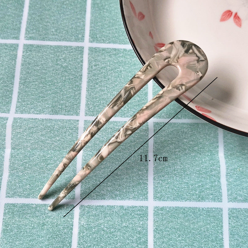New hair accessories women's simple disc hair temperament acrylic acetate plate hairpin back head ball head U-shaped hairpin