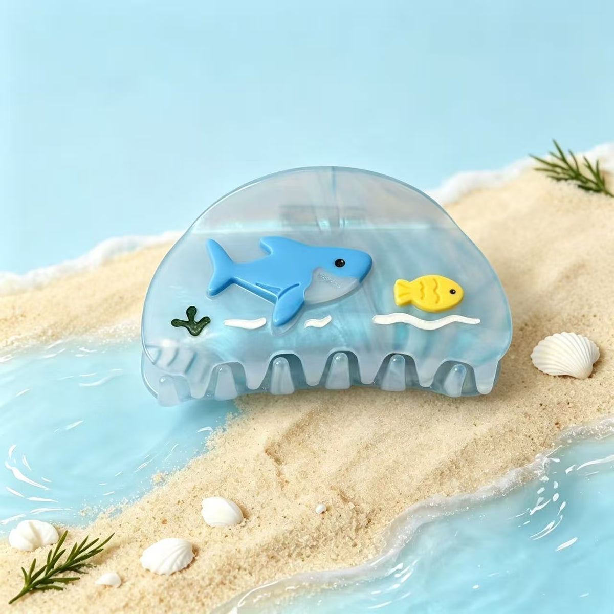 embossed marine world hair claw