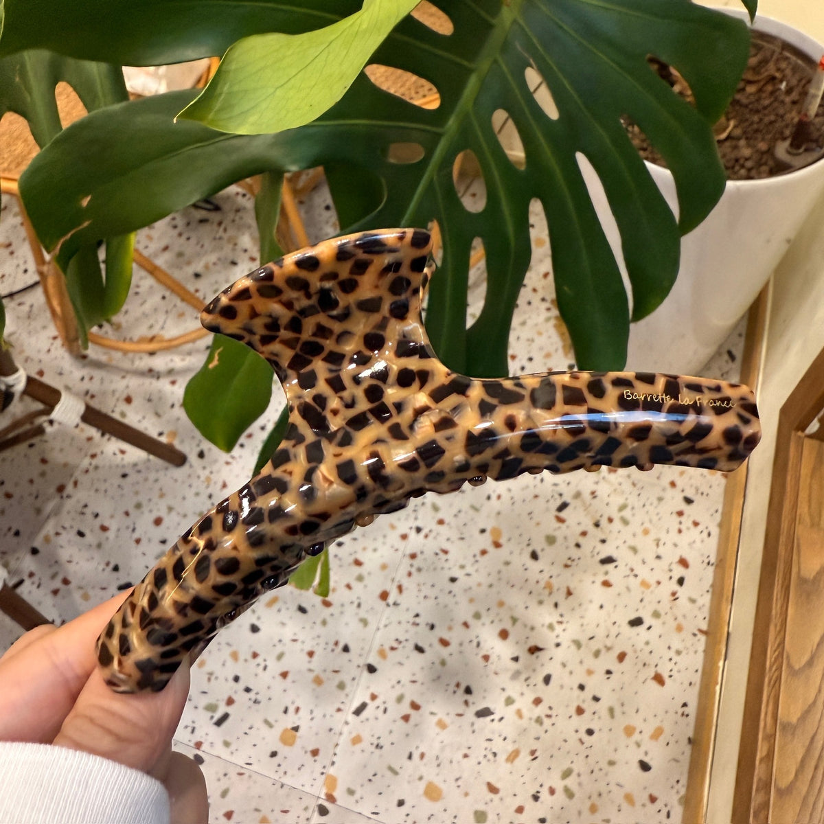 leopard print clothes hanger hair claw