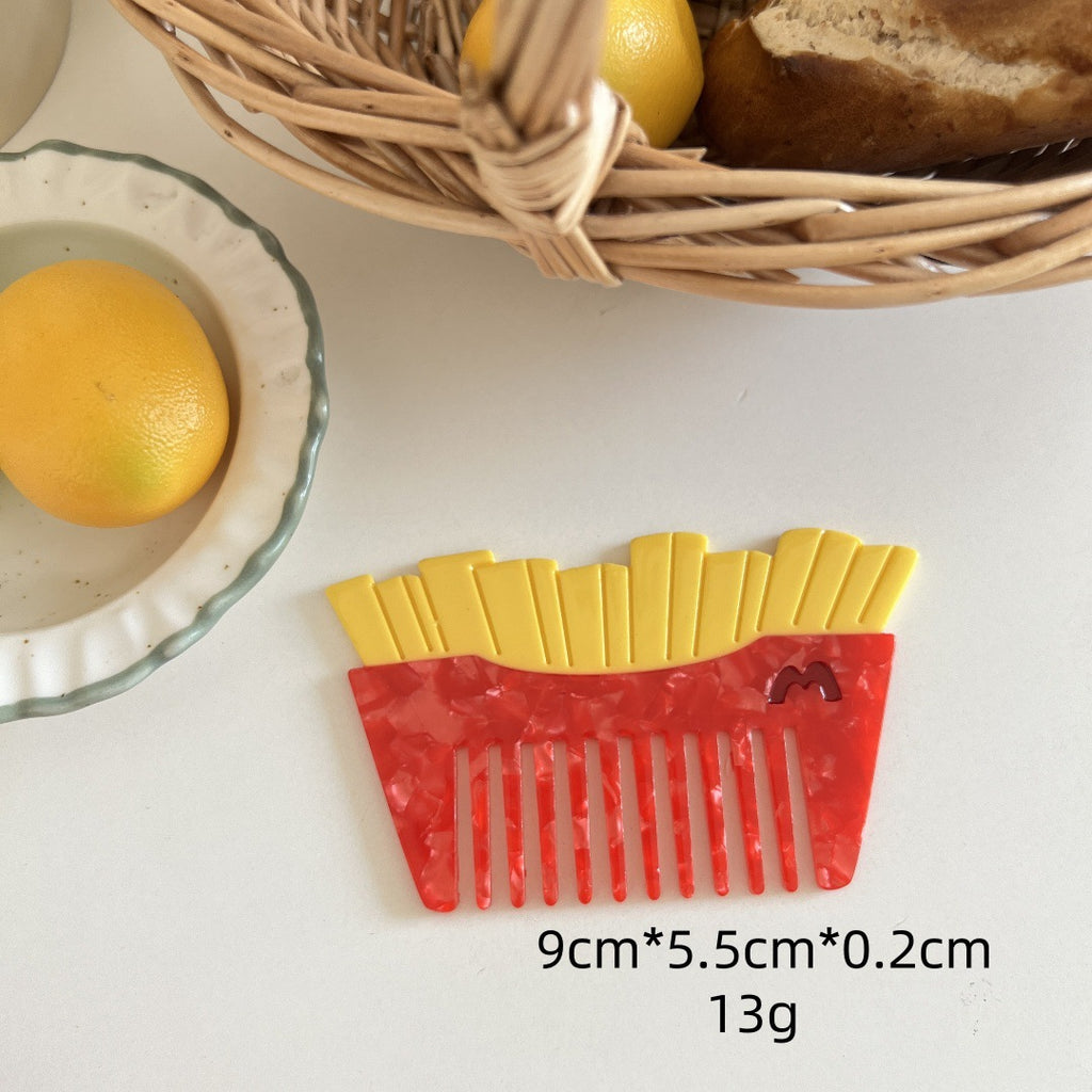 fruit hair comb fun ice cream burger acetic acid comb cute color matching female hair comb
