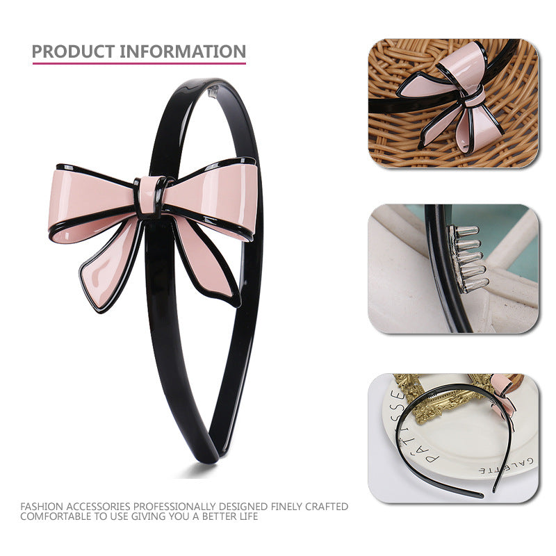 Bow headband, solid color acetic acid high-sense disc hair pressure hair headband hair accessories