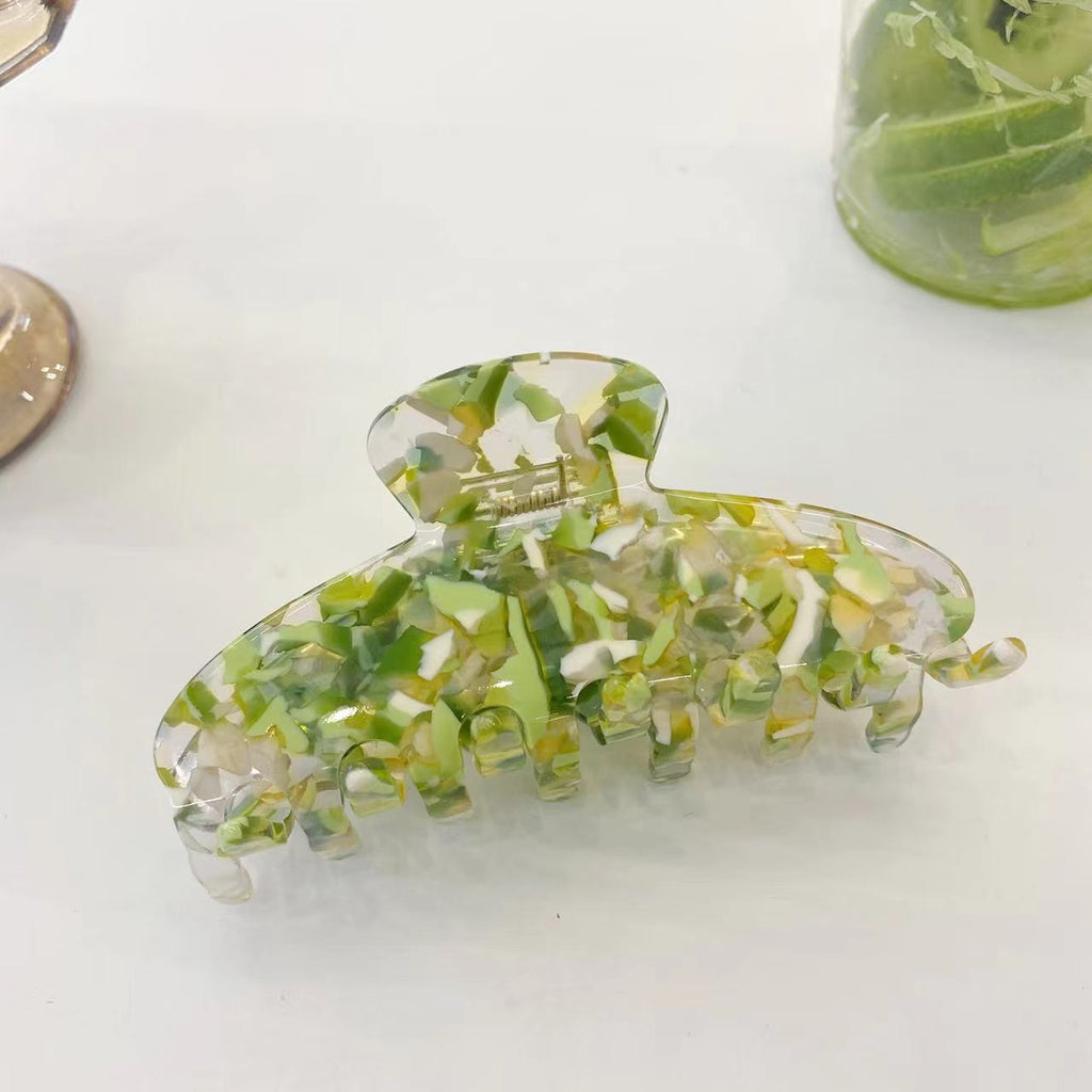 summer clear floral big hair claw
