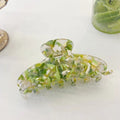summer clear floral big hair claw