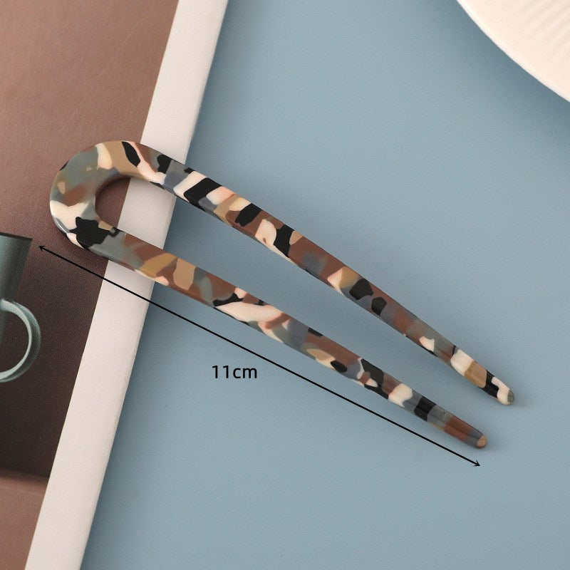 New hair accessories women's simple disc hair temperament acrylic acetate plate hairpin back head ball head U-shaped hairpin