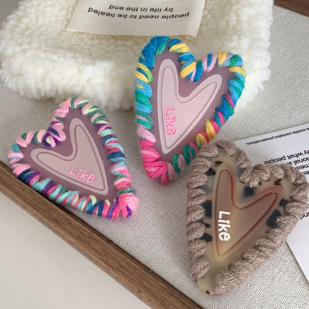 Pentagram top clip high-end star love plush wool hairpin cute girl duck bill hair clip