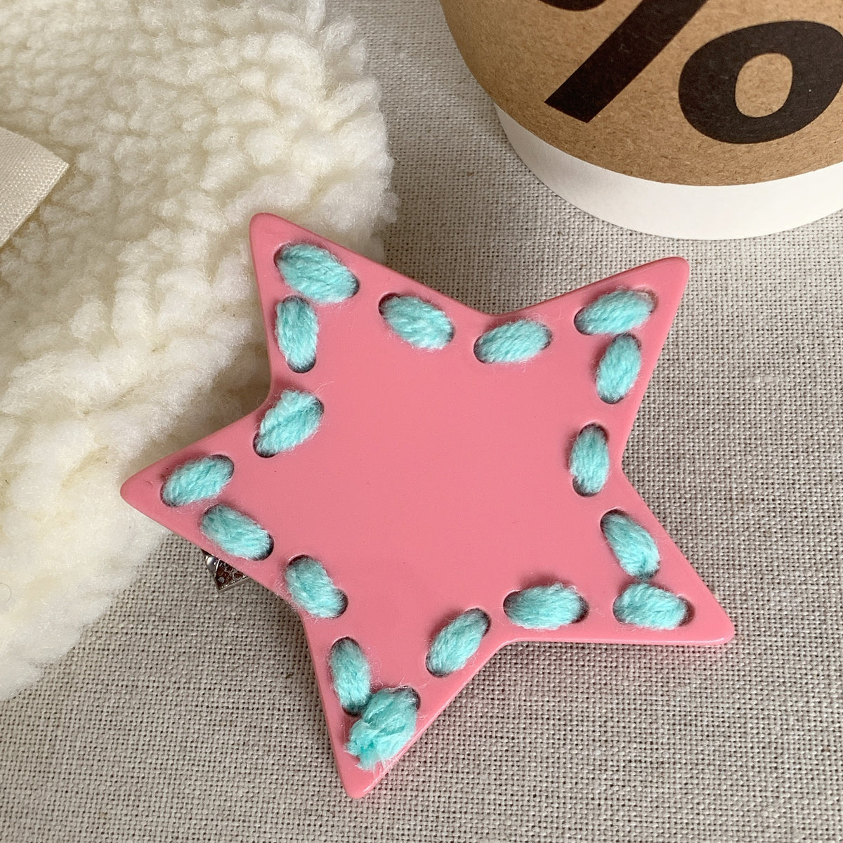 Pentagram top clip high-end star love plush wool hairpin cute girl duck bill hair clip