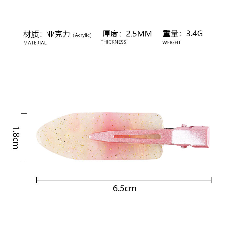 Summer explosion color seamless clip ins wind sweet and cute hairpin side duck bill clip acrylic bangs hairpin