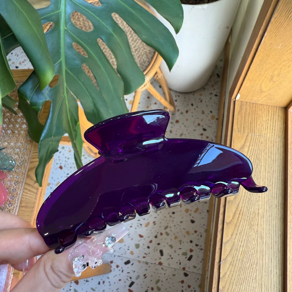 y2k pure color hair claw