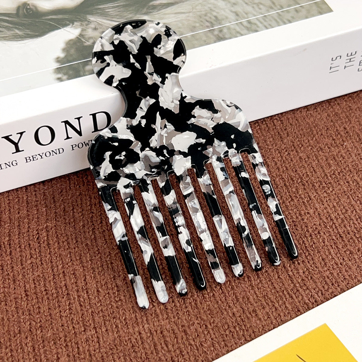 European and American acetic acid hair comb fine teeth hair comb fashion marble pattern plate anti-static women's hair comb high sense cross-border